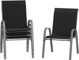 Patio Chairs Set of 4, Outdoor Stackable Dining Chairs for All Weather, Breathable