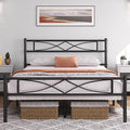 Metal Full Size Bed Frame, Platform Bed Frame, Mattress Foundation with Curved Design Headboard & Footboard,