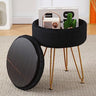 Cpintltr Velvet Storage Ottoman Round Footrest Stool Multifunctional Upholstered Ottoman