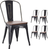 Metal Dining Chairs with Wood Seat