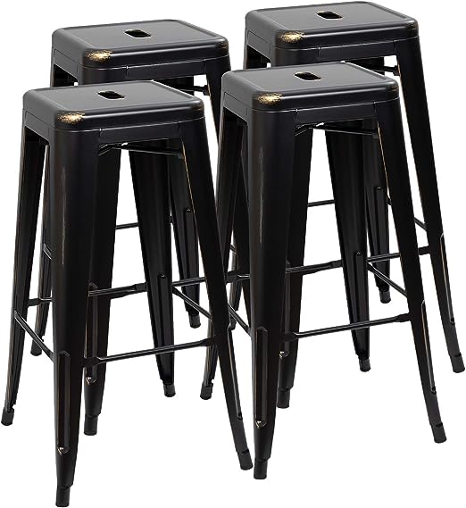 30 Inches Metal Bar Stools Bar Height High Backless Stools