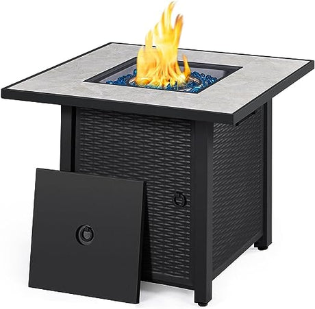 30" Propane Gas Fire Table 50,000 BTU Square Gas with Ceramic Tabletop