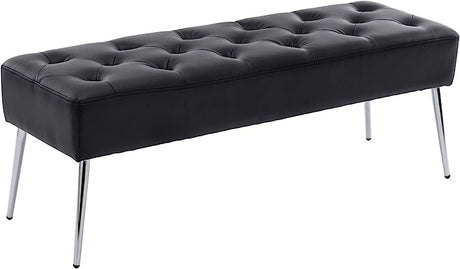 Tufted Ottoman Bench, Upholstered Bedroom Benches Leather