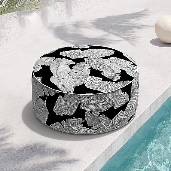 Indoor/Outdoor Inflatable Ottoman D21 x H9 inch, Round Footstool Inflatable Foot Rest Ottoman