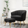 Velvet Accent Chair with Ottoman, Upholstered Modern Single Sofa Side Chair