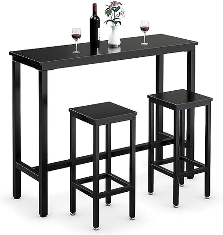 3-Piece Bar Table Set, 39.5” Bar Table with 2PC 28” Bar Stools