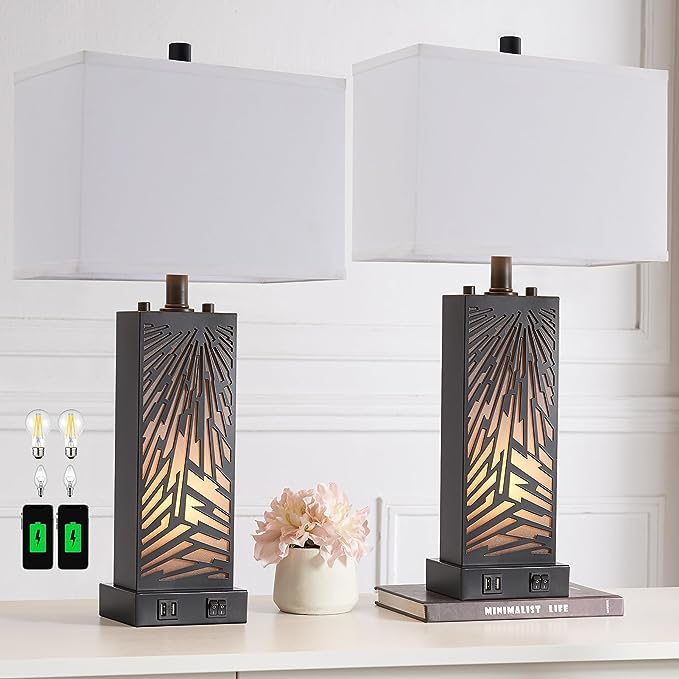 Set of 2 Touch Control Living Room Table Lamps