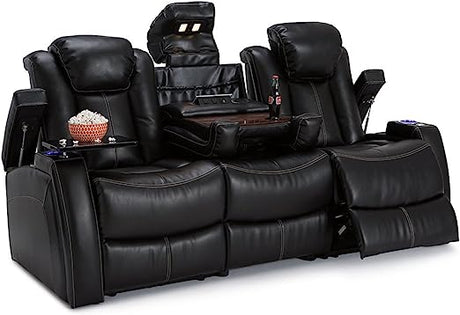 Omega Home Theater Seating - Leather Gel - Power Recline - Power Headrests