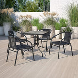 Patio Wicker Rattan Chair, Set of 4 Round Back Patio Dining Chairs