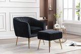 Velvet Modern Tub Barrel Arm Chair Upholstered Tufted Sofa Chair