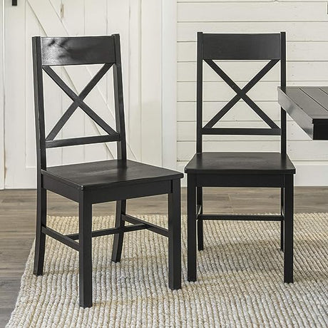 Modern Farmhouse Wood X-Back Armless Dining Chairs Kitchen, Set of 2, Brown