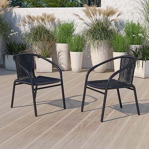 2 Pack Medium Brown Rattan Indoor-Outdoor Restaurant