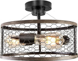 Rustic Ceiling Light Fixture,3-Light Flush Mount Ceiling Light Fixtures