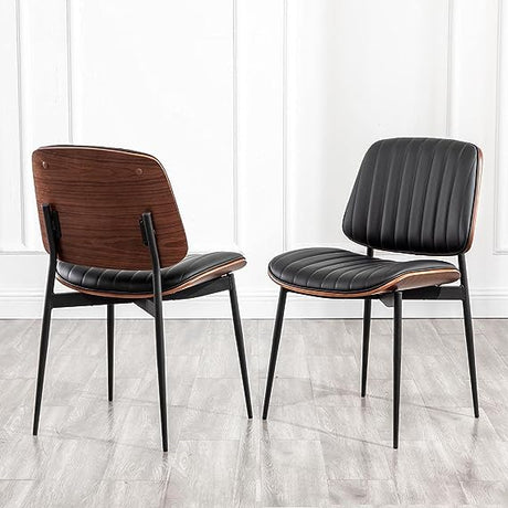 Dining Chairs Set of 2 Mid Century Modern Retro Faux Leather Chair