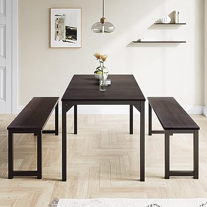 45" Dining Table Set for 4, 3-Pieces Kitchen & Dining Room Sets