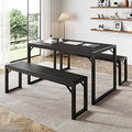 3PC 47.2" Dining Table Set for 4-6, Heavy Duty Kitchen Table with Benches