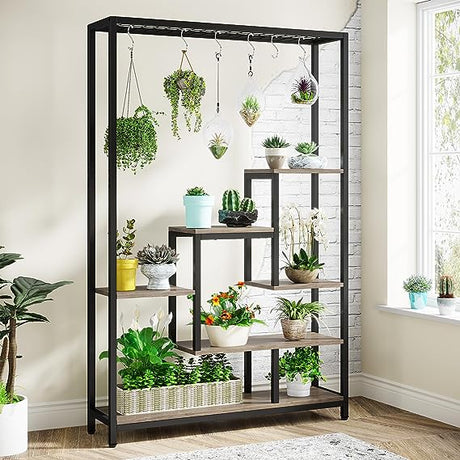 5-Tier Tall Indoor Plant Stand, 70.9 inches Plant Shelf with 6PC S Hanging Hook