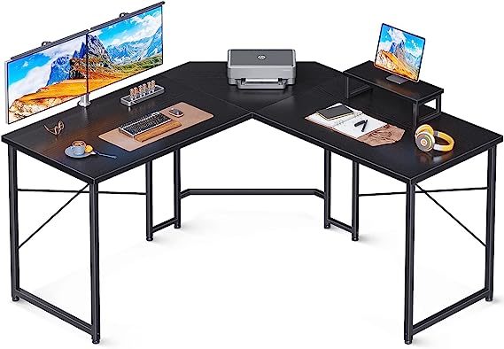 L Shaped Gaming Desk, 51 Inch Computer Desk with Monitor Stand, PC Gaming Desk