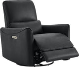 Power Recliner Swivel Glider, Upholstered Faux Leather Living Room Reclining Sofa Chair