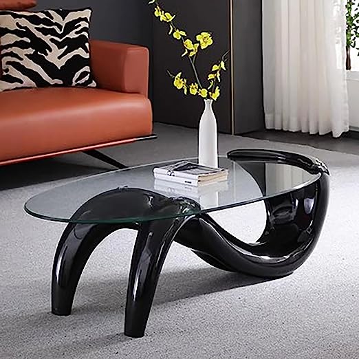 Oval Glass Coffee Table,Contemporary Coffee Table for Living Room