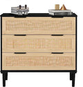 3 Drawer Dresser for Bedroom, Rattan Dresser Modern Closet Dressers Chest of Drawers