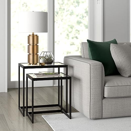 Rectangular Nested Side Table in Brass, Table for Living Room