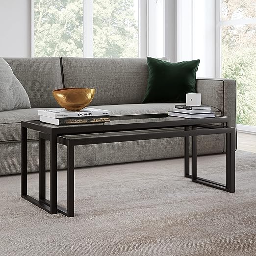 Rectangular Nested Coffee Table in Brass
