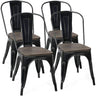 18 Inch Dining Chair Set of 4, Industrial Vintage Stackable Metal Chairs