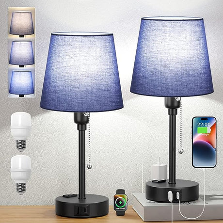 Bedside Lamps for Bedrooms Set of 2 Nightstand