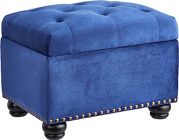 FIRST HILL FHW Grey 5th Ave Modern Charcoal Linen Upholstered Storage Ottoman, Gray
