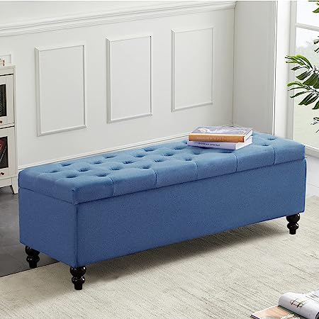 Storage Ottoman 50.2 Inches Upholstered Fabric Storage Ottoman Bench