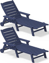 Patio Lounge Set of 2, Lounge Chair for Pool, Brown