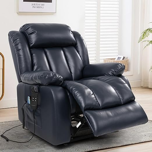 Large Lay Flat Sleeping Power Lift Recliner Chairs for Elderly with Heat and Massage, Overstuffed Wide Recliners