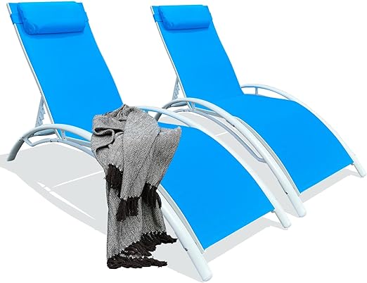 Patio Chaise Lounge Set of 2 Outdoor Lounge Chairs