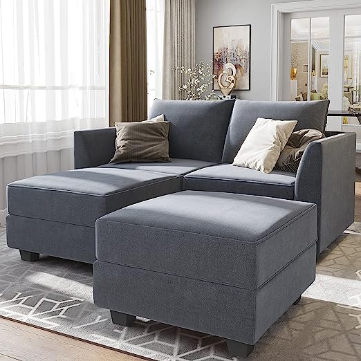 Convertible Sectional Sofa with Chaise Modular Sectional Couch with Ottoman, Modular Sofa Couch