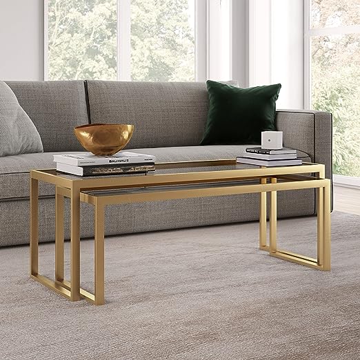 Rectangular Nested Coffee Table in Brass