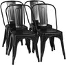 18 Inch Dining Chair Set of 4, Industrial Vintage Stackable Metal Chairs