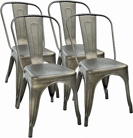 Metal Dining Chairs Set of 4 Indoor Outdoor Chairs Patio Chairs