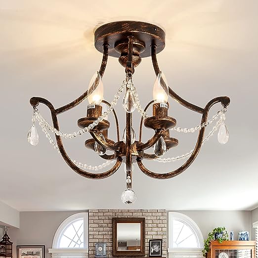 Light Farmhouse Vintage Semi Flush Mount Ceiling Light Fixtures