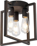 Semi-Flush Mount Light with Contemporary Geometric Metal Cage