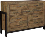 Brennagan Modern Vintage 9 Drawer Dresser, Grayish Brown