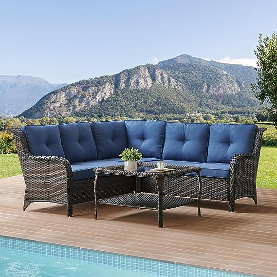 Wicker Outdoor Patio Furniture Sets - Rattan Sofa Sectional Conversation Set