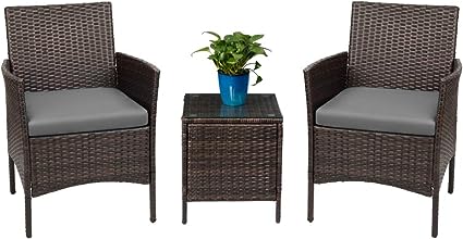 3 Pieces Patio Furniture Sets Clearance Rattan Wicker Chairs with Table