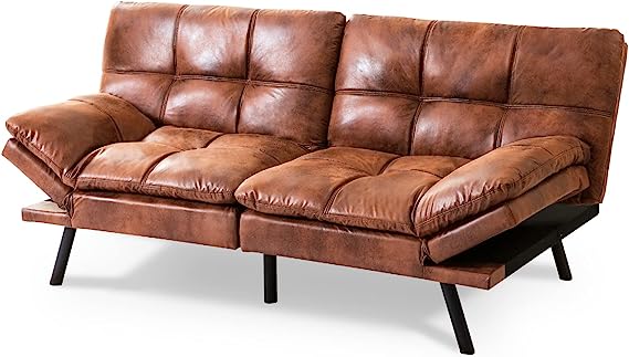 Fabric Futon Sofa Bed, Memory Foam Couch Convertible Loveseat, Sleeper Sofa