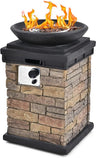 Propane Firebowl Column, 40,000 BTU Gas Fire Pit,Ledgestone Firepit