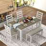 6 Piece Dining Table Set Farmhouse Style Soild Wood Kitchen