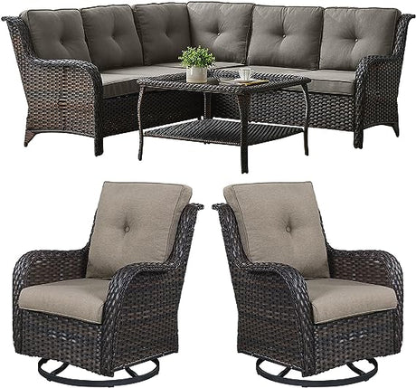 Wicker Patio Furniture Set - 7 Seater Rattan