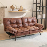 Futon Sofa Bed, Faux Leather Memory Foam Couch Futon Sets, Convertible Sofa