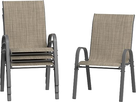 Patio Chairs Set of 4, Outdoor Stackable Dining Chairs for All Weather, Breathable