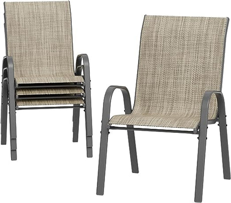 Patio Dining Chairs Set of 4, Outdoor High Stacking Chairs